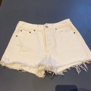 mid-rise cut-off Denim short with five-pockets